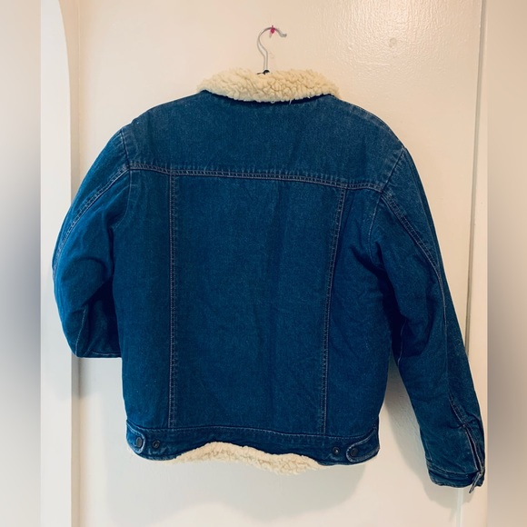 Sandherst Vintage Sherpa Lined Denim Trucker Jacket Size Medium - Picture 2 of 4